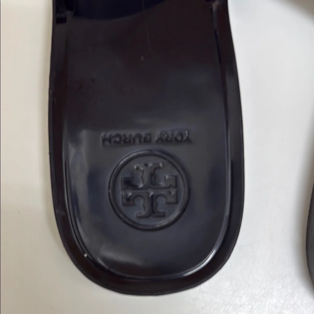 Tory Burch Black Patent Logo Thong Sandals